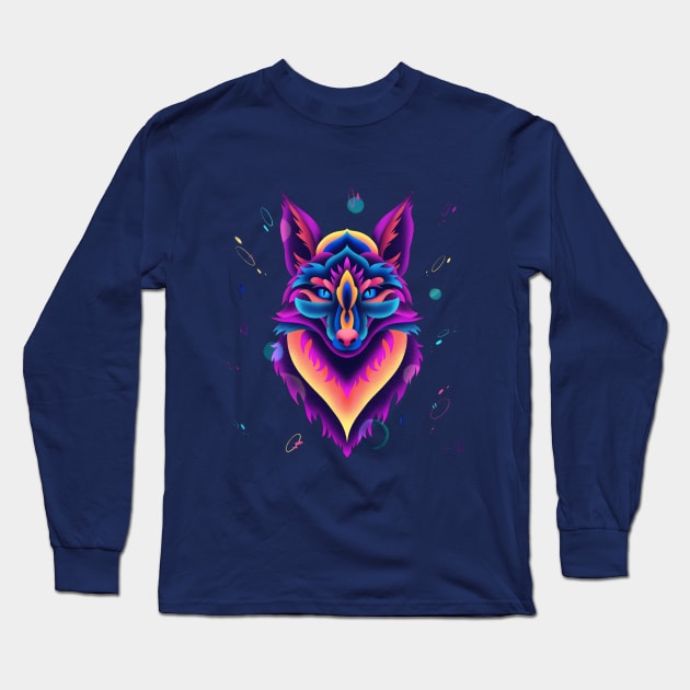 Neon Fox Long Sleeve T-Shirt by Karmina Art